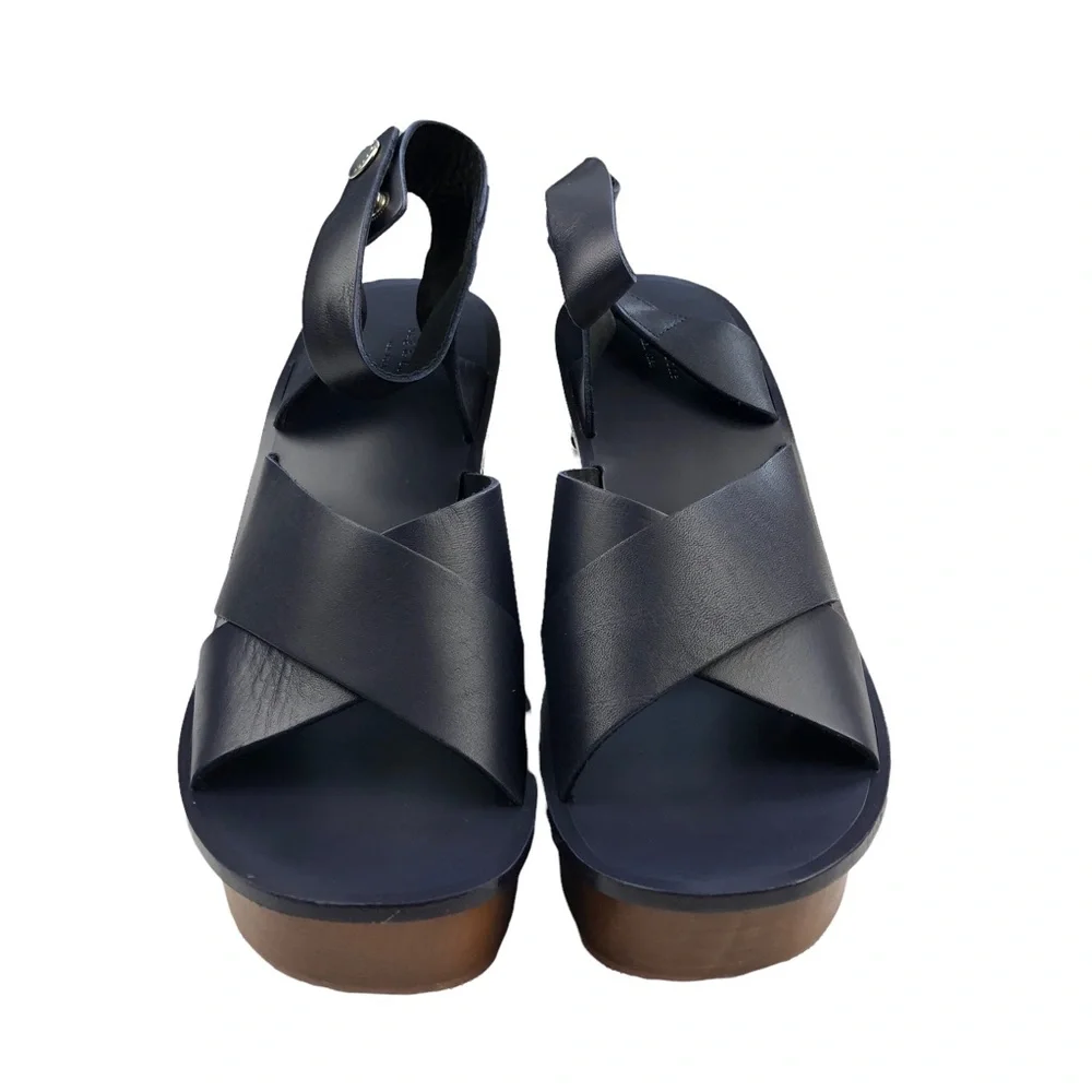 NWT Rag & Bone Hester Navy Leather Platform Sandal 11